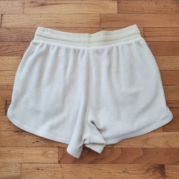 Feat Blanket Blend Fleece Shorts Beige High Rise Pull On Athleisure Comfy Lounge - Picture 2 of 10
